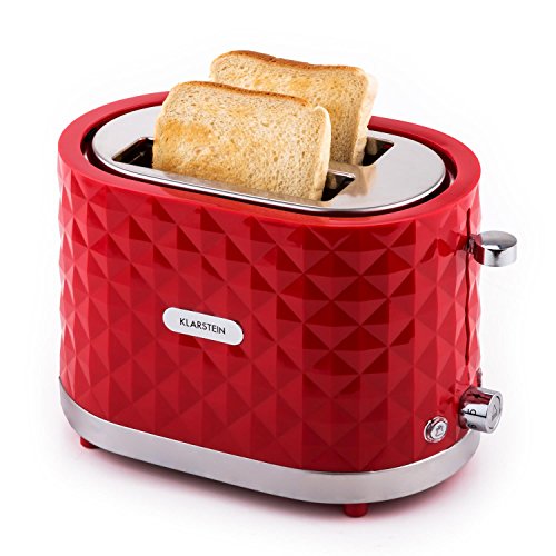 Klarstein Granada Rossa Toaster 2-Schlitz-Toaster Doppel-Toaster (für 2 Scheiben, Auftau-Funktion, Brötchenaufsatz, stufenlose Bräunungsgradeinstellung, 1000W) rot - 4