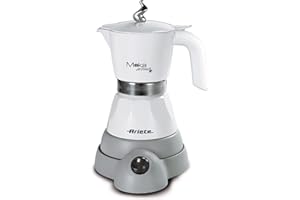 Ariete 1358 Moka Aroma - Moka elettrica 2/4 tazze - Autospegnimento - Mantenimento temperatura per 30' - 400 Watt - Bianco