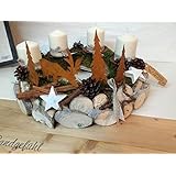 #handmade ♥ Adventskranz Holzscheiben Rostelche Shabby Landhausstil von Landgefühl ♥