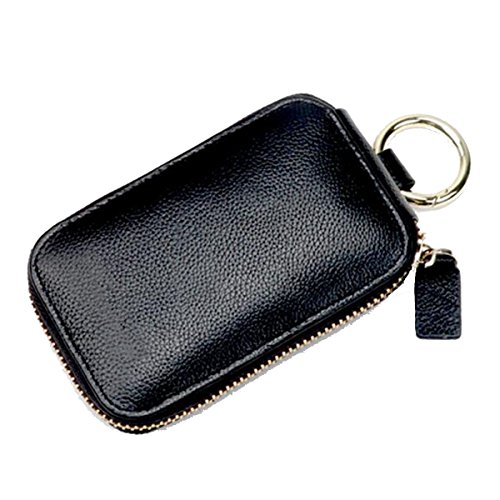 Preisvergleich Produktbild Jia Qing Dame-Mann-lederner Weicher Schlüsselring-Multifunktionsgroßer Kapazitäts-Schlüsselkasten,Black-On...