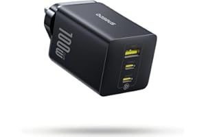 Baseus 100W USB C Charger Plug, 3-Port, 2 USB C, 1 USB A, Compact PPS Wall Charger, Fast Charging Power Adapter for MacBook Pro/Air, iPad, iPhone 17/16/15, Galaxy S24, Steam Deck, Switch, Rog Ally etc