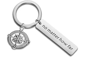 Zuo Bao Schlüsselanhänger mit Aufschrift "No Matter How Far", mit Kompass, Geschenk für beste Freundin