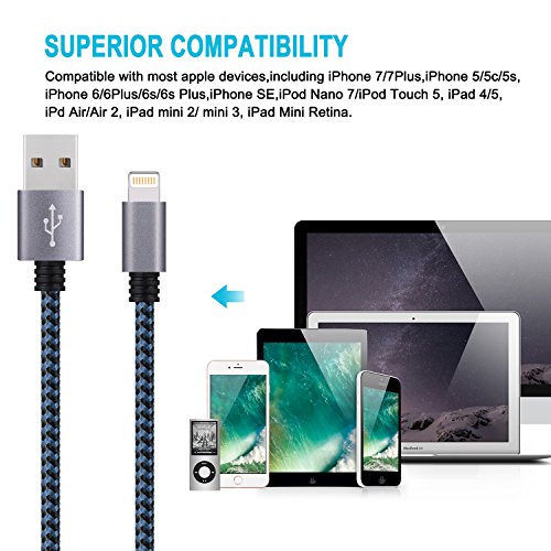 Iphone Ladekabel Lightning Kabel Iphone-6-Ladekabel – Ongoteck Lightning Kabel 2Pack 2M iPhone Ladekabel / iPhone Kabel / Apple Datenkabel für iPhone 5/SE/5C/5S/6/6S//7/7(Plus), iPad Pro/Air Air 2/mini 2/3 (Blau) - 6