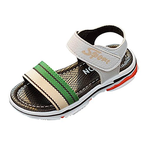 Preisvergleich Produktbild Junge Sandalen - cinnamou Baby Kleinkind Kinder - weiche Sohle Gestreifter Buchstabendruck Lauflernschuhe Sandalen - Sommer Leder Sport Casual Outdoor einzelne Schuhe (30, Grün)