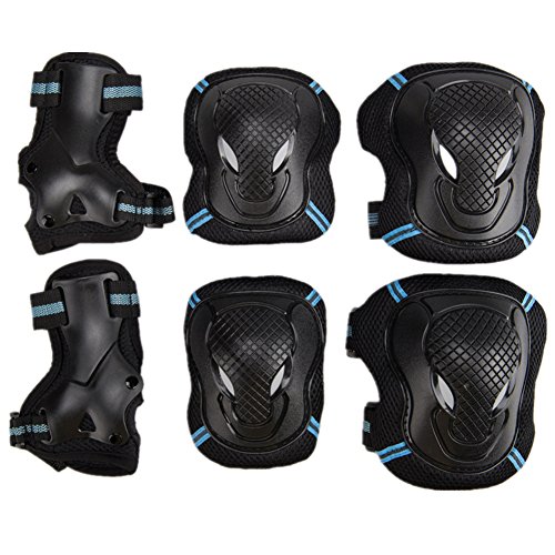 Pellor Outdoor Sports Protective Gear Skating Cycling Sports Gear Set of 6pcs For Children & Adults (Blue, M (Tall 150-165cm))