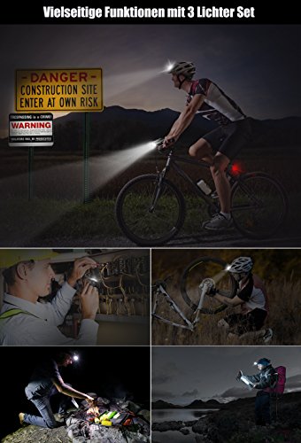 Hoicmoic Fahrradlicht USB Wiederaufladbare Fahrradbeleuchtung Fahrradlampen Set Fahrradfrontlicht mit 2 Fahrrad Rücklichter, Spritzwassergeschützt und Super hell für sicheres Radfahren - 7