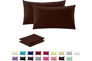 Rohi Luxury Chocolate Pillowcases 2 Pack | Ultra-Soft Polycotton Pillow Covers Envelope Closure | Breathable, Anti-Allergy, Fade & Wrinkle Resistant Pillow Case Standard UK Size 50x75cm (Chocolate)