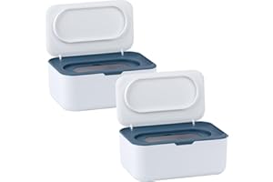 QIXINGYL Lot de 2 boîtes distributrices de lingettes pour bébé, boîte de rangement pour papier de soie sèche et humide avec couvercle, garde les lingettes fraîches, boîte de rangement pour le bureau, la maison