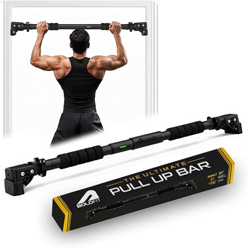 Boldfit Pull Up Bars For Home Workout -Chin Up Bar Gym Accessories for Men Door Way Adjustable Hanging Rod Without Screw, Anti-skid Grip, Strength Training Exercise Bar
