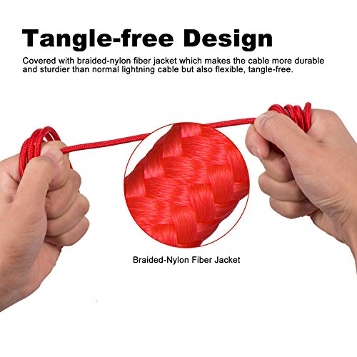 iPhone Lightning Kabel, Lively Life Lightning-auf-USB-A Ladekabel Datenkabel Nylon geflochten Rote für Apple iPhone 7 / 7 Plus / SE / 6S / 6S Plus / 6 / 6 Plus / 5S / 5C / 5 , iPad Air / Air 2, iPad mini / 2 / 3 / 4, iPad 4- [3Pack, 3FT 6FT 10FT] - 2