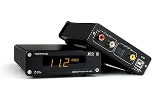 AOSHIDA TOPPING D10s USB DAC ES9038Q2M XMOS XU208 PCM32bit/384kHz DSD256 DAC, Home Desktop HiFi Audio DACs (Nero)