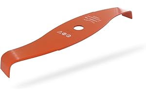 OZAKI - Lame 2 Dents Pour Débroussailleuse - Spéciale Ronces - Profil Courbe Réduisant le Bruit - Lame Orange Haute Visibilité - Largeur de Coupe : 315 mm - Epaisseur 3 mm - Alésage : 20 mm