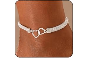 BelleVive Double Heart Ankle Bracelet – Silver-Coloured, Waterproof Diamond Rhinestone for Women, silver anklet summer anklets ankle jewellery anklet silver 925 for Women