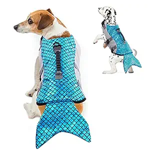 Rozkitch Dog Life Jacket Large, Dog Life Vest for Swimming Boating, Mermaid Dog Life Jacket with Handle Ripstop Adjustable Floatation Pet Outfit Preserver Lifesaver for Doggy at Pool Beach