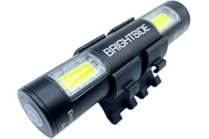 BRIGHTSIDE BIKE LIGHTS Brightside FRONT Bike Light Super Bright, 12 LED, Twin Lens Bar Light. Huge 90+hr Run Time. USBC Rechargeable, 200 Lumen Bike Light. Fits all Bikes.