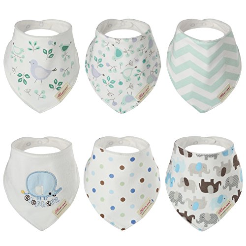 Discoball 6 PCS Lovely Infant Baby and Toddler Bandana Drool Bibs 100% Absorbent Cotton Front Saliva Towel Dribble Bibs(Boy design)
