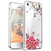 Produktbild OKZone iPhone 5/5S/SE Hülle [mit HD-Schutzfolie], [Blumen Series] Transparent Silikon Malerei Muster Hülle TPU Blühende Blumen Design Schutzhülle für Apple iPhone 5/iPhone 5S/iPhone SE (Rosa)