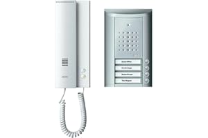 Schneider Electric Ritto Türsprechanlage, Entravox, Komplettset für 4-Familienhaus, Gegensprechanlage mit Beleuchtung und Klingeltasten, Silber/Weiss, Artikelnummer 1841420