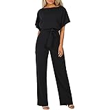 MJGkhiy Tuta Intera Donna Elegante Da Cerimonia Curvy Tute da Donna Monopezzi Tutine Lunghe Gamba Larga con Cintura Pantaloni