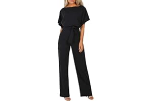 SUNNSEAN MONOS Monos de Vestir Mujer, SUNNSEAN Pantalones Largos Elegante Verano Tallas Grandes Mono de Manga Corta señoras Jumpsuit Monos Mujer Fiesta Playsuits con Cinturón de Lazo Clubwear Monos
