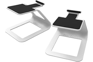Kanto SE2W - Soportes elevados de altavoces de escritorio para altavoces pequeños y monitores de estudio compactos de 2 a 3 pulgadas | 3.8 pulgadas de alto | Soporta 7.1 libras (3.2 kg) | Acolchado de