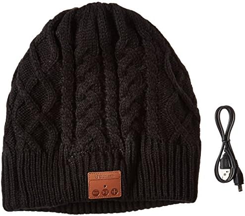 LAYEN Bluetooth Winter Beanie Cable Knit Unisex Hat with Stereo Speaker Headphones, Microphone and Hands Free! Listen to Your Music Wirelessly &amp; Even Answer Calls on the Go. Compatible with Smartphones iPhones, iPad, iPod, Android, Tablets etc. (Black)