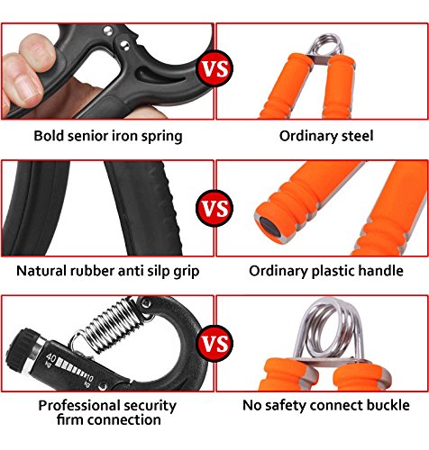 Mture Einstellbares Hand-Trainingsgerät Anpassbare Federgriffhantel Fingerhantel Handmuskeltrainer Handgreif-Trainer Griff-Verstärker einstellbarer Widerstandsbereich von 22 bis 88 Pfund (10-40 Kg) – Handgelenk, Unterarm Krafttraining Heavy Grips - 5