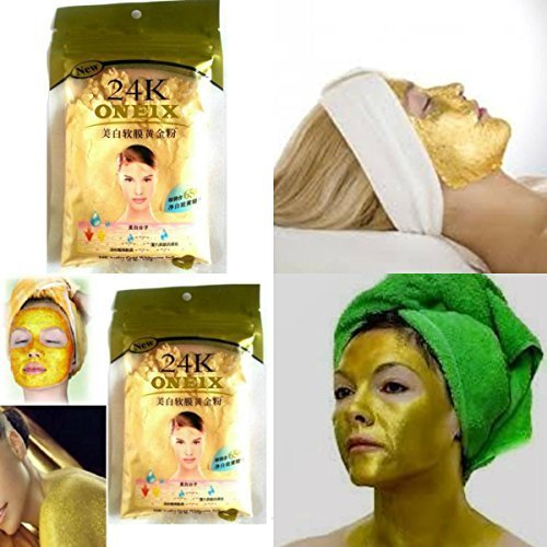 24K Gold Collagen Face Mask Powder Anti-Aging Anti-Wrinkle Face and Body Collagen Active Serum and Melanine Balance Vitamin Boost Luxury Spa Treatment From ONE1X