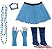 Produktbild A-Express Frauen kostüm 80er Jahre Neon Tutu Streifen Beinstulpen Fischnetz Handschuhe Tüllrock Karneval Tüll Damen Fluo Ballett Verkleidung Party Tutu Rock Kostüm Set (36-44, Blau)
