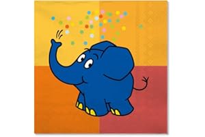 DH-KONZEPT 20 Servietten * DIE SENDUNG MIT DEM ELEFANTEN * für Kinderparty und Kindergeburtstag | Maus Elefant Lach- und Sachgeschichten Papierservietten Napkins Kinder Party Set