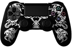 RETROGAME COVER IN SILICONE NERO BIANCO DRAGON PER CONTROLLER PS4 DUAL SHOCK 4