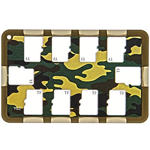 JJC extrem Kompaktes Speicherkartenetui Aufbewahrungsbox im Kreditkarten-Format fuer 10 x MicroSD – Farbe Flecktarn - 3