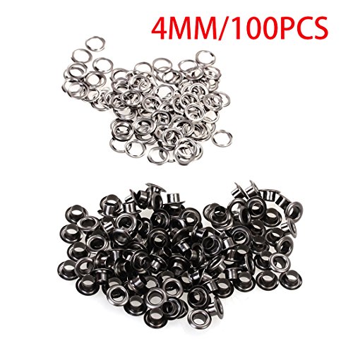 100pcs Weinlese Messingmetallöse Durchführungstülle für Leder Craft 4mm Silber Ton Schwarz - 3