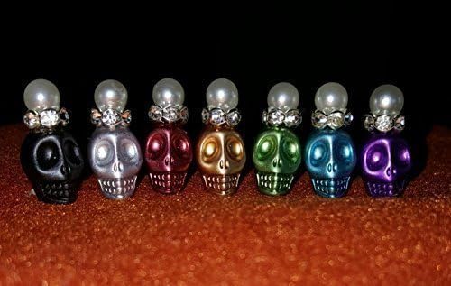 Deluxe Custom Set of 7 Voodoo Doll Pins Candle Magick Pearl Style Top Rhinestones and Skull Tops.