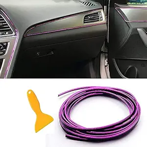 Automaze Car Interior Decoration Accessory Beading, Flexible Styling PVC Moulding Trim Strip, (5 Meters, Purple)