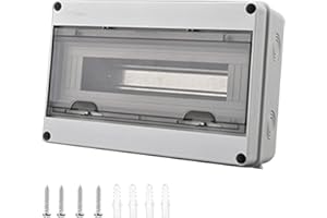 MENAYODA Boîte de distribution en saillie étanche IP65 Boîtier à fusibles en saillie avec 15 modules répartiteurs en saillie pour jardin extérieur, piliers de charge (15 voies)