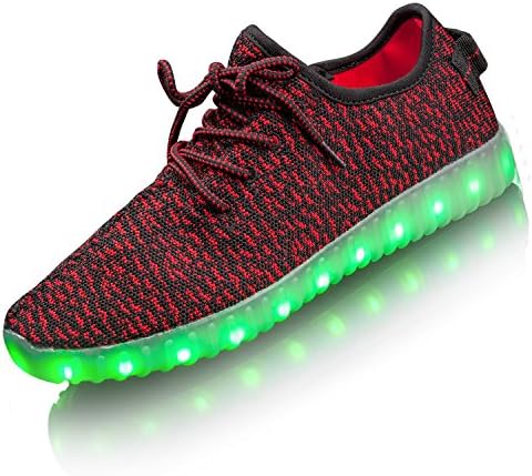 LED Shoes,LEADFAS 7 Colors Light up Sneaker Unisex Men Women Sport Outdoor Athletic USB Charging Trainers For Party Christmas Halloween Gift Boys Girls LED Couple Sneaker (EU 37/UK 4, Red)