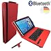 Produktbild NEW | Bluetooth QWERTZ Tastatur für Lenovo Tab4 10 TB-X304F Schutz Hülle Etui mit Standfunktion - 10.1 Zoll Rot Bluetooth