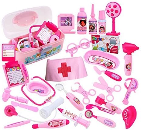 Children Role-playing Simulation Doctors Toy Stethoscope Injections Nurse 31 PCS Of Suits (pink)