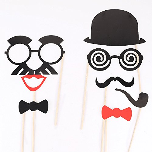 50 Stück teilig Fotorequisiten Hochzeit wedding Photo Booth Requisiten Dekorationen Photo Booth Requisiten Valentinstag Verkleidung Karneval Fasching Brillen Brille Lippen Lippe Maske Masken Bart Bärte Hut Hüte Fliege Fliegen - 5