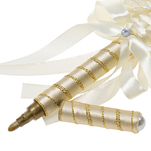 Signierstift Hochzeit Gast Stift – Stoff Blumenkopf – für Hochzeit Gästebuch – Beige , One Size - 7