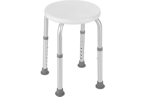 LIFERUN Duschhocker, Badhocker, Duschstuhl mit Rutschfesten Gummifüßen, Stabil, Leichter, 8-Fach Höhenverstellbar (36-54 cm), für ältere Senioren, Behinderte, Schwangere