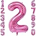 Produktbild 40-Zoll 0-9 in Rosa Nummer Foil Ballons Helium Zahlenballon Luftballon Riesenzahl Party Hochzeit Kindergeburtstag Geburtstag Nummer 2