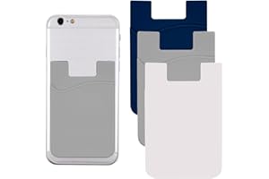 CPJJ 3 Piezas Tarjetero Para Móvil,Funda Para Tarjetas De Silicona,Tarjetero Para Pegar En La Parte Trasera,Gris/Blanco/Azul