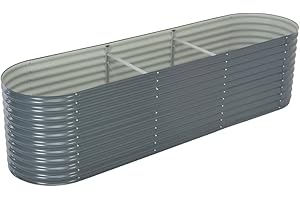 vidaXL Garden Raised Bed 320x80x81cm Galvanised Steel Grey Flower Pot Raised Bed