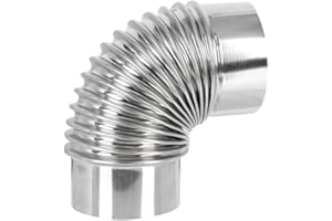 Zerodeko Stainless Steel Wood Stove Chimney, 90° Flue Elbow Pipe Adapter, Heat Resistant Flue Pipe for Stove, Extension Chimney for Outdoor Camping Wood, 12 Cm