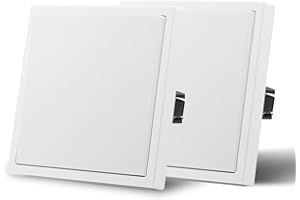 MVAVA Interruptor de luz empotrado 1 compartimento Interruptor conmutador de 1 vía 80mm*80mm Interruptor de pared 2 pack Blanco