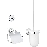 GROHE Start QuickFix &Uuml;&ccedil;l&uuml; Tuvalet Aksesuar Seti, Kapaklı Tuvalet Kağıtlığı, Tuvalet Fır&ccedil;ası, Bornoz Askısı, Duş/Banyo Aksesua