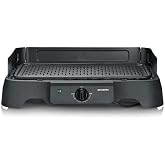 Severin PG 8595 Electric Barbecue 2000 W Temperature 40 to 220 &deg;C 39 x 23 cm Ceramic Coated Griddle without PFAS, Wind Protec