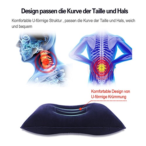 AUDEW 2pcs Aufblasbares Kissen Reisekissen Kopfkissen Luftkissen Sitzkissen Outdoor Camping - 4